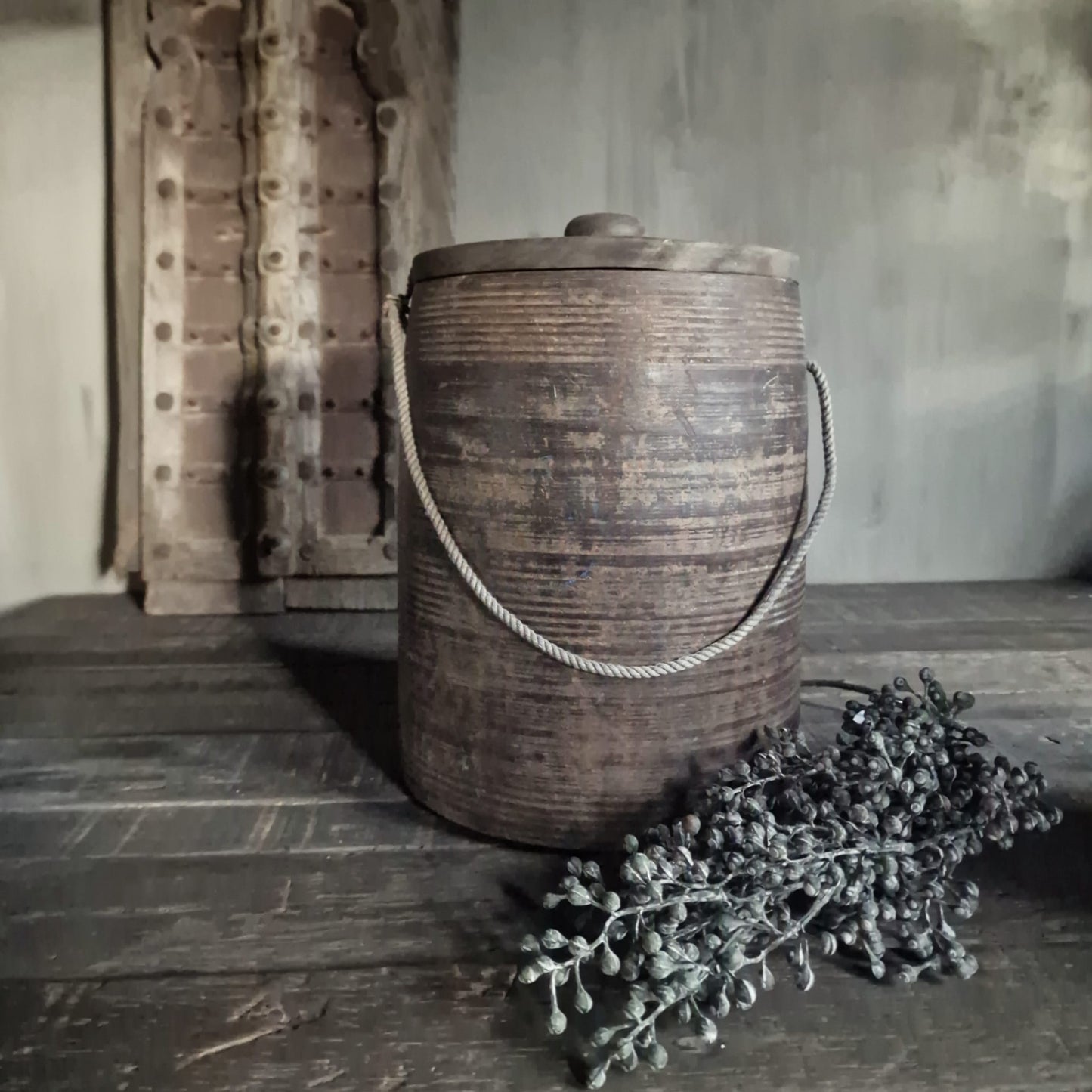 Nepalese Houten Pot met Deksel #2