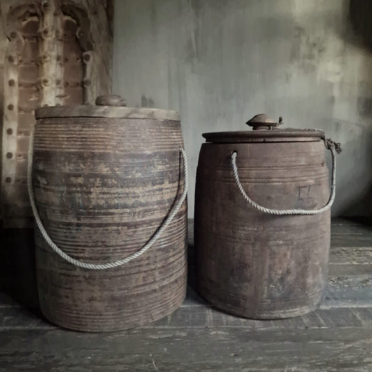 Nepalese Houten Pot met Deksel #2