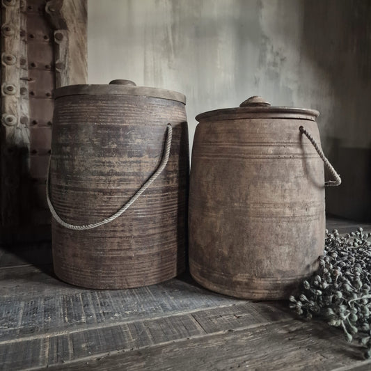 Nepalese Houten Pot met Deksel #3