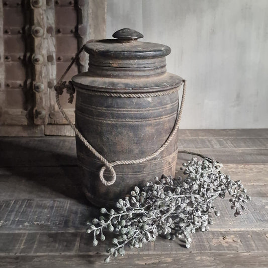 Nepalese Houten Pot met Deksel #1