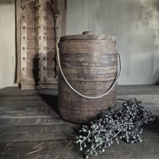 Nepalese Houten Pot met Deksel #2