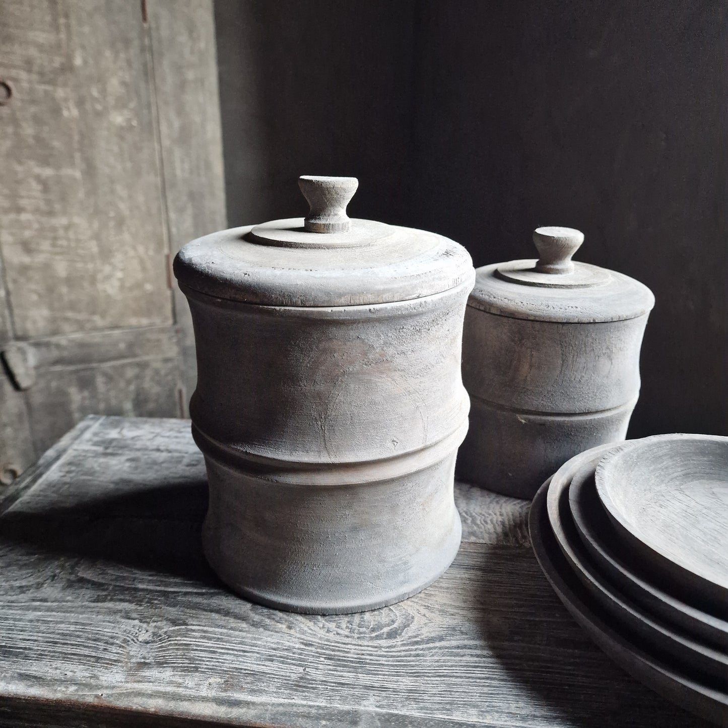 Houten Pot maat M Vergrijsd