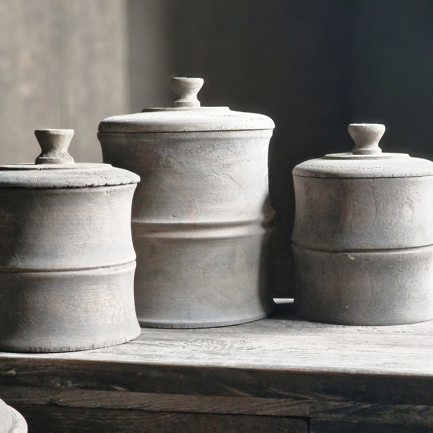 Houten Pot maat M Vergrijsd